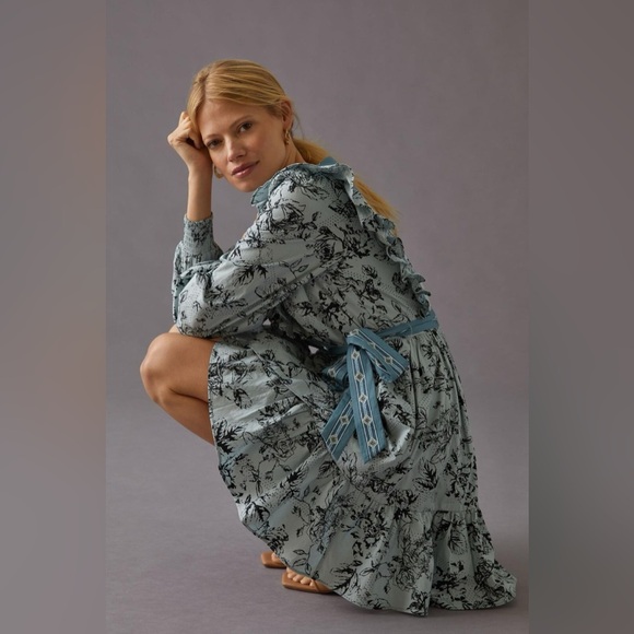 Anthropologie Ruffle Wrap Mini Dress - Picture 3 of 7